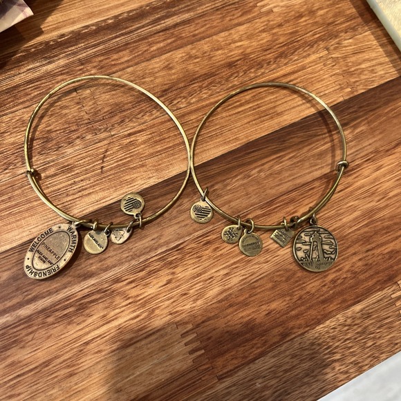 Alex and Ani Jewelry - Alex‎ And Ani Lot Of 2 Gold Tone Bangle Bracelet With 9 Charms